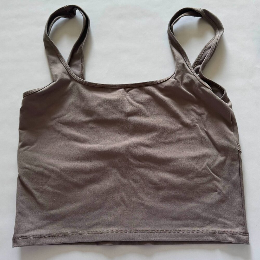 Abercrombie & Fitch Soft A&F Collection Corset Square Neck Top in Taupe - Picture 3 of 5